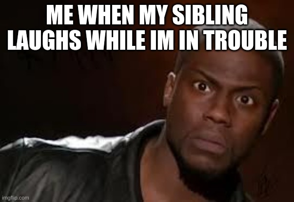 Wth? | ME WHEN MY SIBLING LAUGHS WHILE IM IN TROUBLE | image tagged in wth | made w/ Imgflip meme maker