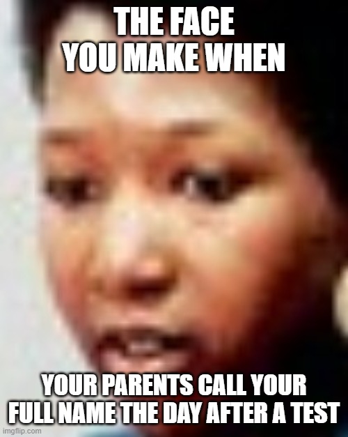 That face | THE FACE YOU MAKE WHEN; YOUR PARENTS CALL YOUR FULL NAME THE DAY AFTER A TEST | image tagged in that face | made w/ Imgflip meme maker