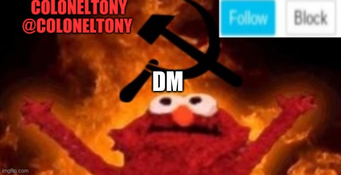 Dm me pls | DM | image tagged in coloneltony anoucment 3 | made w/ Imgflip meme maker