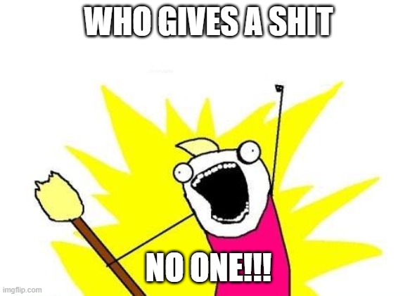 X All The Y Meme | WHO GIVES A SHIT; NO ONE!!! | image tagged in memes,x all the y | made w/ Imgflip meme maker