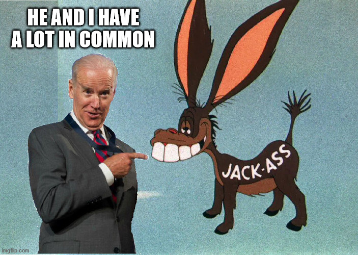 joe and the jackass | HE AND I HAVE A LOT IN COMMON | image tagged in joe biden | made w/ Imgflip meme maker