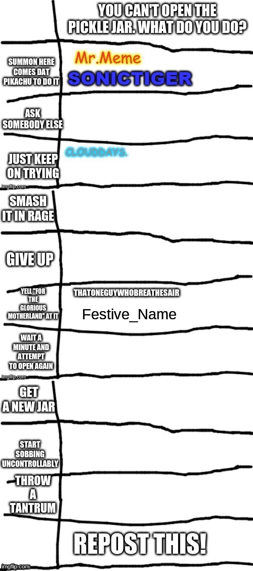 I laughed sper hard when I saw the "for the motherland" one | Festive_Name | made w/ Imgflip meme maker