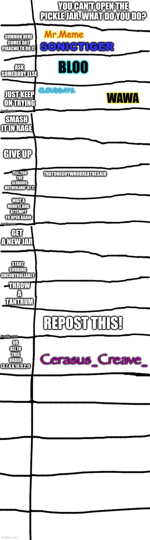 Cerasus_Creave_; DO ALL IN THIS ORDER (3,7,4,8,10,9,2,1) | image tagged in blank white template | made w/ Imgflip meme maker