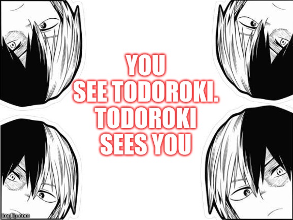 You see Todoroki.Todoroki sees you | YOU SEE TODOROKI.
TODOROKI SEES YOU | image tagged in blank white template,todoroki,my hero academia,memes | made w/ Imgflip meme maker