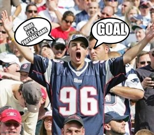 Really | DUDE IT’S A FOOTBALL GAME; GOAL | image tagged in sports fans | made w/ Imgflip meme maker