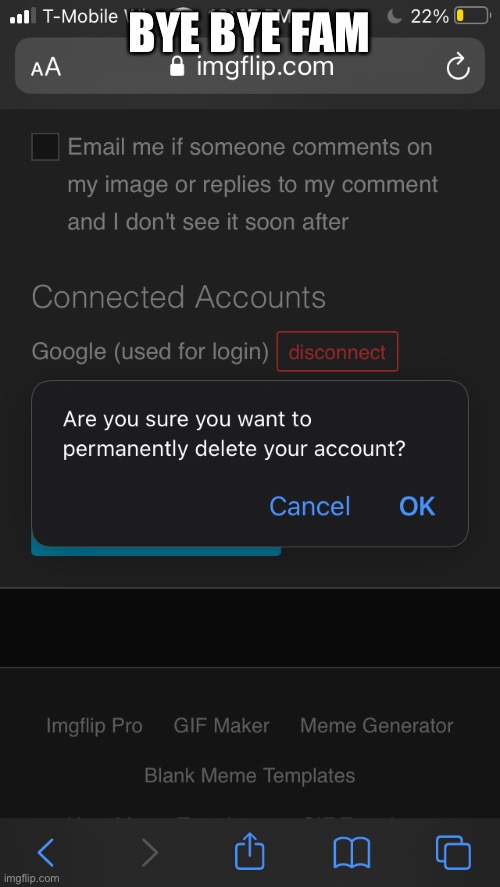 BYE BYE FAM | made w/ Imgflip meme maker