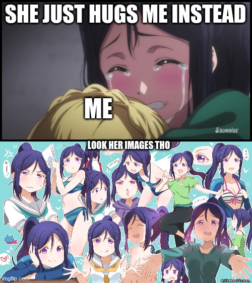 SHE JUST HUGS ME INSTEAD ME LOOK HER IMAGES THO | made w/ Imgflip meme maker