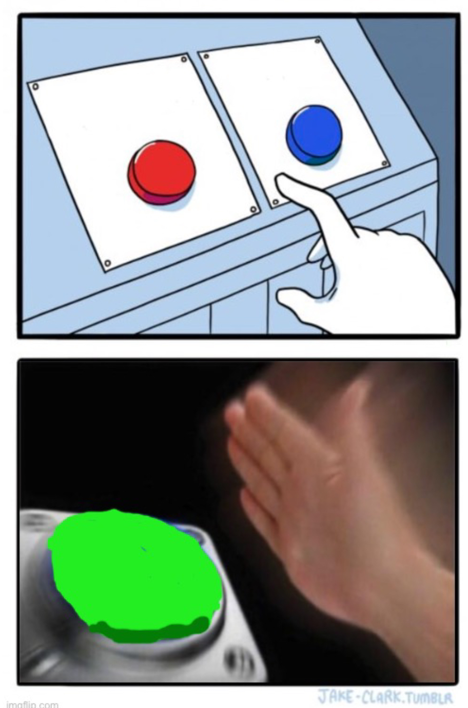 High Quality Red and blue green slap Blank Meme Template