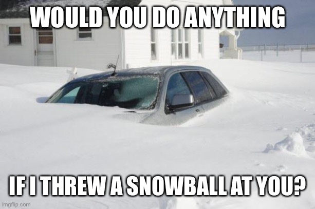 Snow storm Large | WOULD YOU DO ANYTHING; IF I THREW A SNOWBALL AT YOU? | image tagged in snow storm large | made w/ Imgflip meme maker