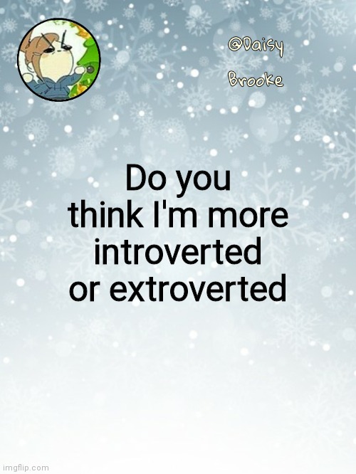 Curios | Do you think I'm more introverted or extroverted | image tagged in daisy's christmas template | made w/ Imgflip meme maker