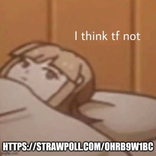 https://strawpoll.com/ohrb9w1bc | HTTPS://STRAWPOLL.COM/OHRB9W1BC | image tagged in i think tf not | made w/ Imgflip meme maker
