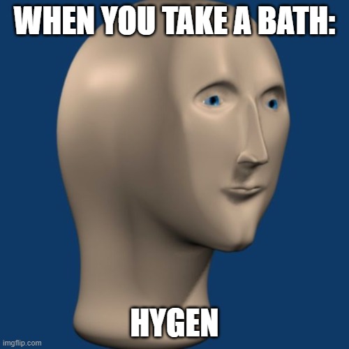 meme man | WHEN YOU TAKE A BATH:; HYGEN | image tagged in meme man | made w/ Imgflip meme maker