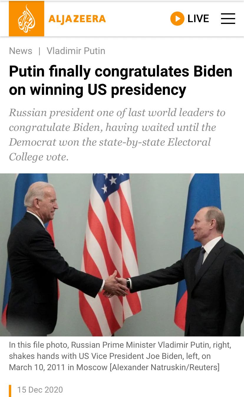 Putin congratulates Biden Blank Meme Template
