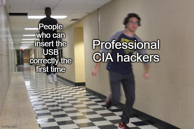 Professional CIA hackers; People who can insert the USB correctly the first time | image tagged in cable | made w/ Imgflip meme maker