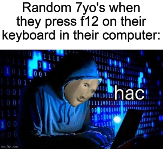 lol so good and tru B) | Random 7yo's when they press f12 on their keyboard in their computer: | image tagged in hac | made w/ Imgflip meme maker