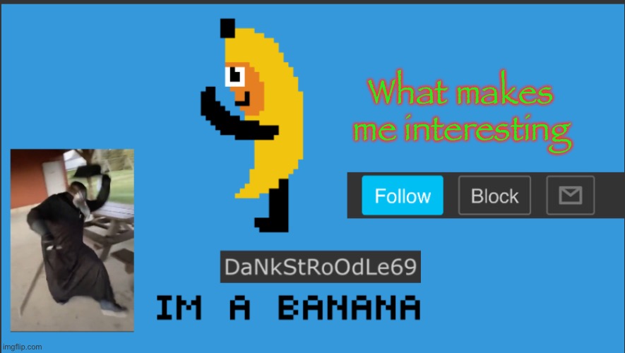 DaNkStRoOdLe69 | What makes me interesting | image tagged in dankstroodle69,trend go brrrr | made w/ Imgflip meme maker