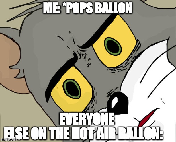 Idk if its a meme | ME: *POPS BALLON; EVERYONE ELSE ON THE HOT AIR BALLON: | image tagged in memes,unsettled tom | made w/ Imgflip meme maker