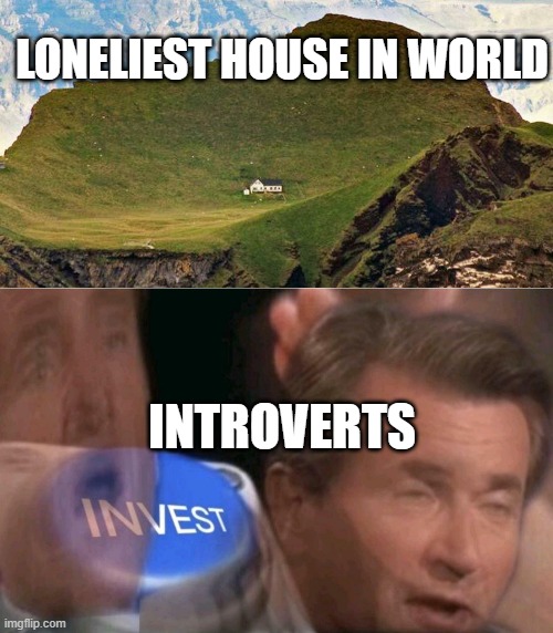 introverts agree 100 | LONELIEST HOUSE IN WORLD; INTROVERTS | image tagged in invest | made w/ Imgflip meme maker