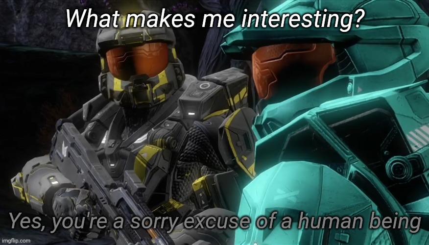 Yes you're a sorry excuse of a human being | What makes me interesting? | image tagged in yes you're a sorry excuse of a human being | made w/ Imgflip meme maker