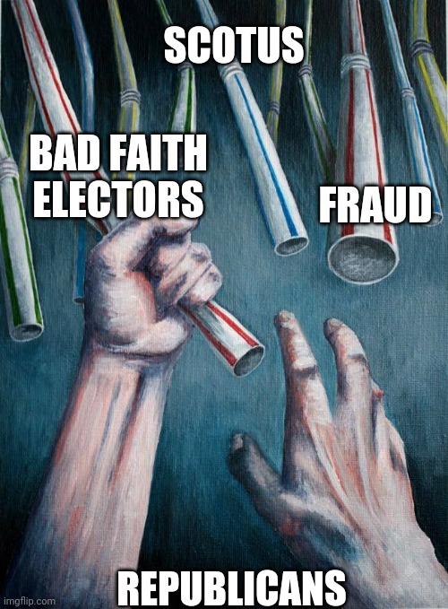 Grasping at straws | FRAUD REPUBLICANS SCOTUS BAD FAITH ELECTORS | image tagged in grasping at straws | made w/ Imgflip meme maker