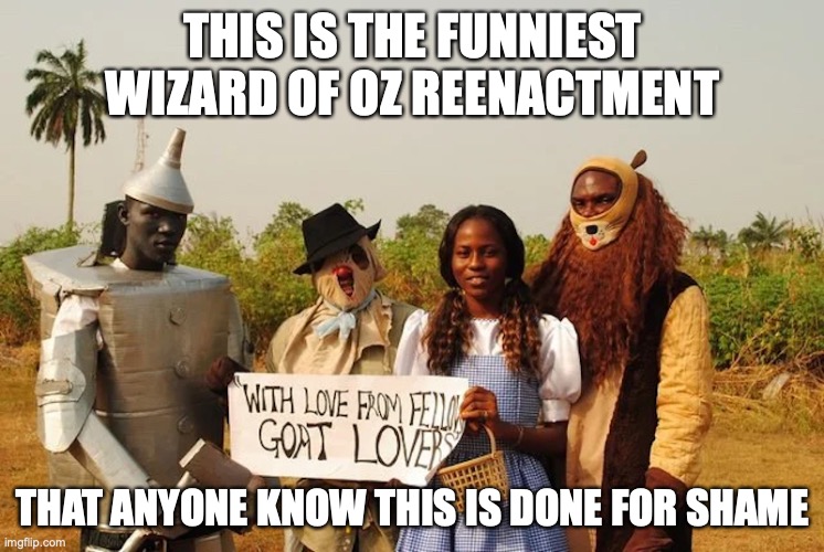 Wizard of Oz 419 | THIS IS THE FUNNIEST WIZARD OF OZ REENACTMENT; THAT ANYONE KNOW THIS IS DONE FOR SHAME | image tagged in 419,scam,scammers,funny,memes | made w/ Imgflip meme maker