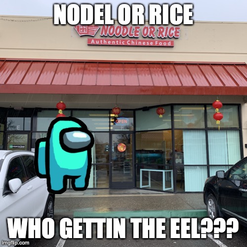 NODEL OR RICE; WHO GETTIN THE EEL??? | image tagged in noodle,rice,food | made w/ Imgflip meme maker