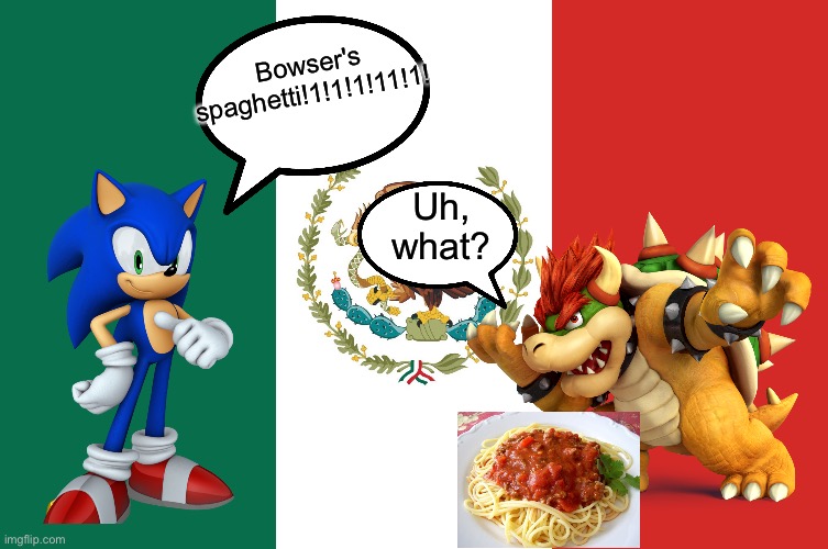 Does anyone get it? | Bowser's spaghetti!1!1!1!11!1! Uh, what? | image tagged in mexico | made w/ Imgflip meme maker