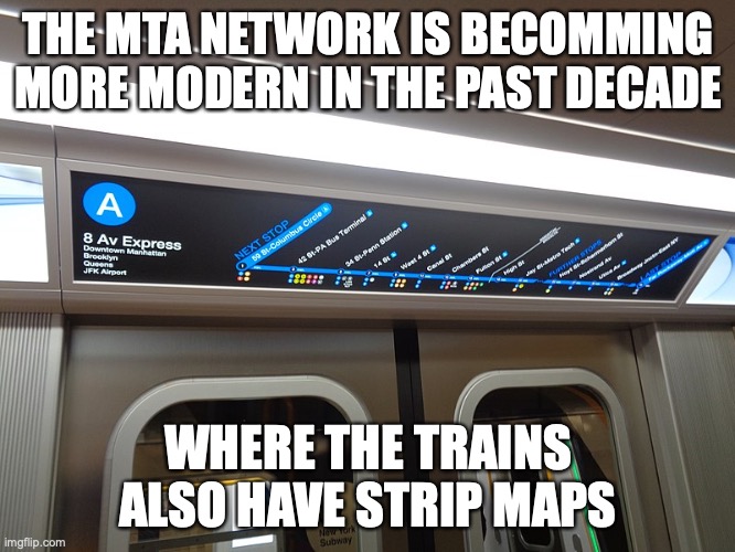 R211 FIND System | THE MTA NETWORK IS BECOMMING MORE MODERN IN THE PAST DECADE; WHERE THE TRAINS ALSO HAVE STRIP MAPS | image tagged in new york city,subway,memes | made w/ Imgflip meme maker