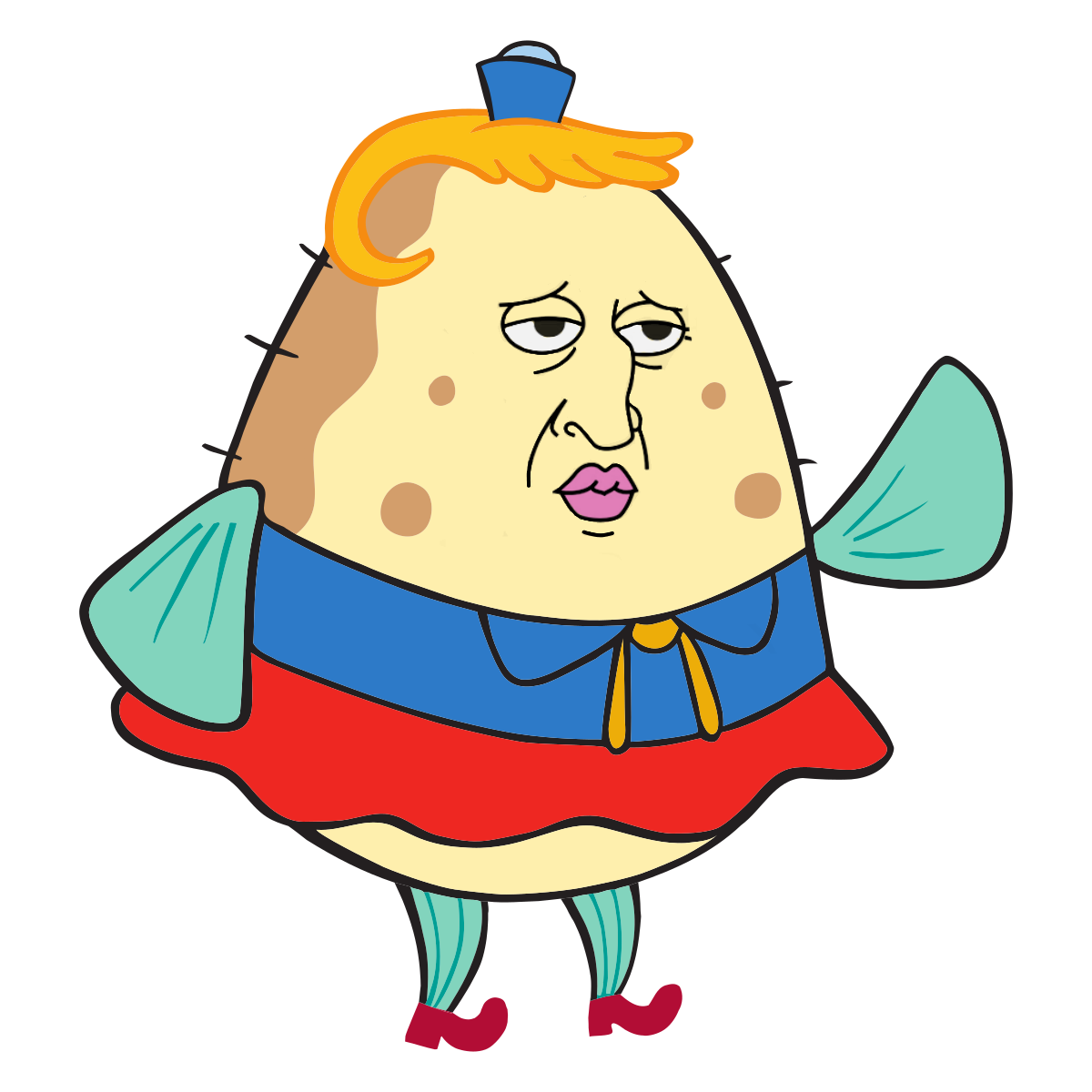 High Quality Mrs. Puff with Handsome Squidward face Blank Meme Template