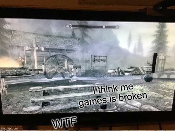 I think me games is broken; WTF | image tagged in wtf my game is borkon | made w/ Imgflip meme maker