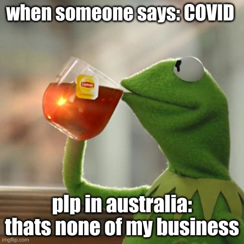e | when someone says: COVID; plp in australia: thats none of my business | image tagged in memes,but that's none of my business,kermit the frog | made w/ Imgflip meme maker