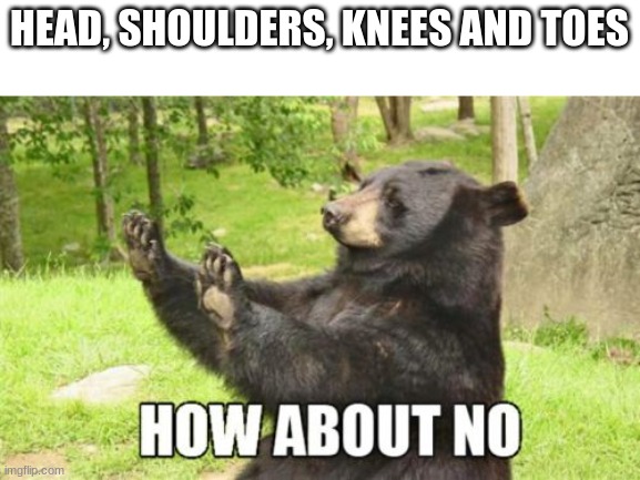 I made a rhyme | HEAD, SHOULDERS, KNEES AND TOES | image tagged in memes,how about no bear | made w/ Imgflip meme maker