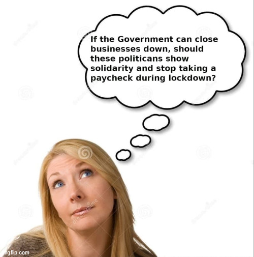 Just a Thought | image tagged in politicans are hypocrites,politicans are killing people's livelyhood's,lockdowns are killing the economy,usa | made w/ Imgflip meme maker