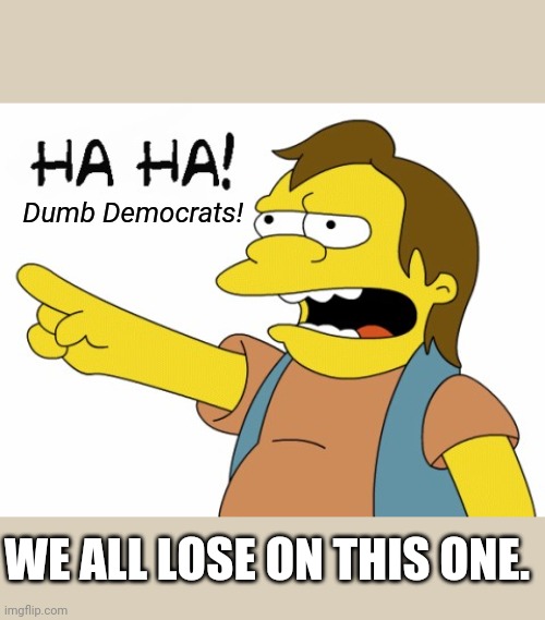 HA HA | Dumb Democrats! WE ALL LOSE ON THIS ONE. | image tagged in ha ha | made w/ Imgflip meme maker
