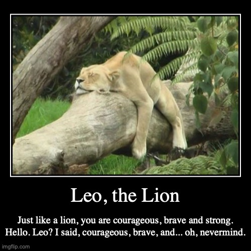 Leo | image tagged in funny,demotivationals,leo,lion,astrology | made w/ Imgflip demotivational maker