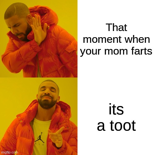 Drake Hotline Bling Meme | That moment when your mom farts; its a toot | image tagged in memes,drake hotline bling | made w/ Imgflip meme maker