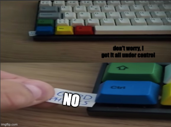 all under ctrl | NO | image tagged in all under ctrl | made w/ Imgflip meme maker