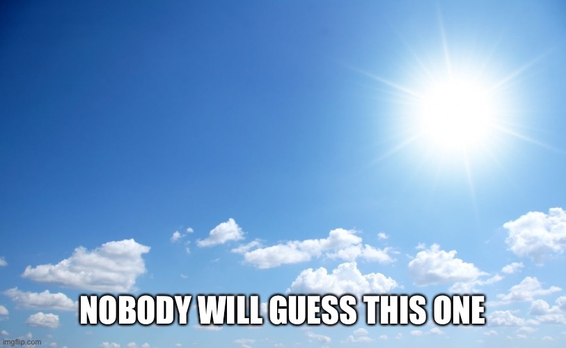 Sunny day | NOBODY WILL GUESS THIS ONE | image tagged in sunny day | made w/ Imgflip meme maker