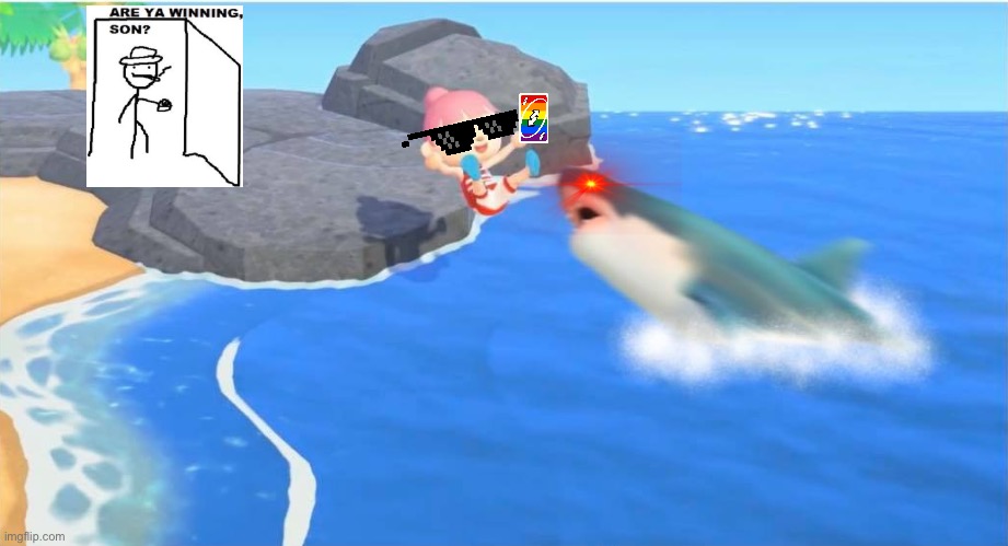 Them skills tho | image tagged in animal crossing jumping in a shark | made w/ Imgflip meme maker