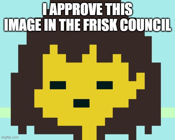 Frisk's face | I APPROVE THIS IMAGE IN THE FRISK COUNCIL | image tagged in frisk's face | made w/ Imgflip meme maker