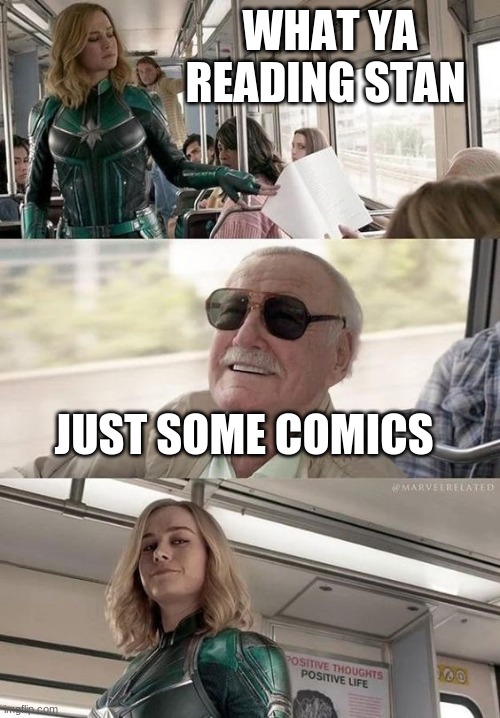 R.I.P | WHAT YA READING STAN; JUST SOME COMICS | image tagged in smug stan lee | made w/ Imgflip meme maker