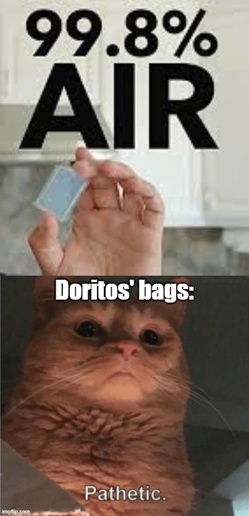 99.99999% air | image tagged in funny cats,doritos | made w/ Imgflip meme maker