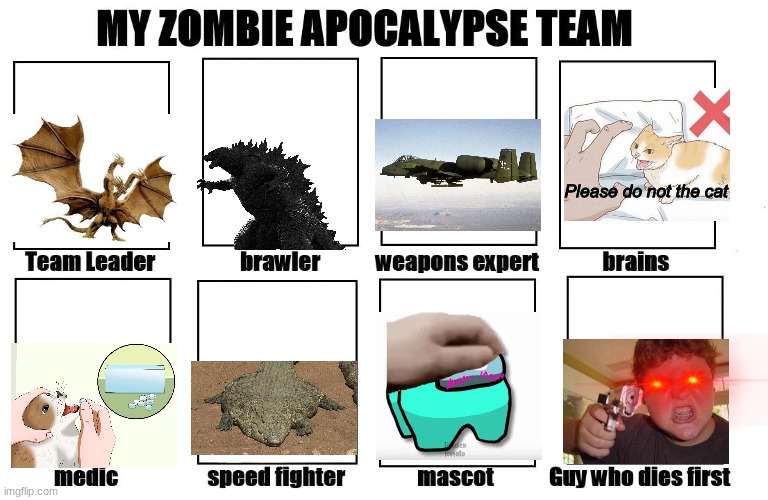 might work | image tagged in my zombie apocalypse team | made w/ Imgflip meme maker