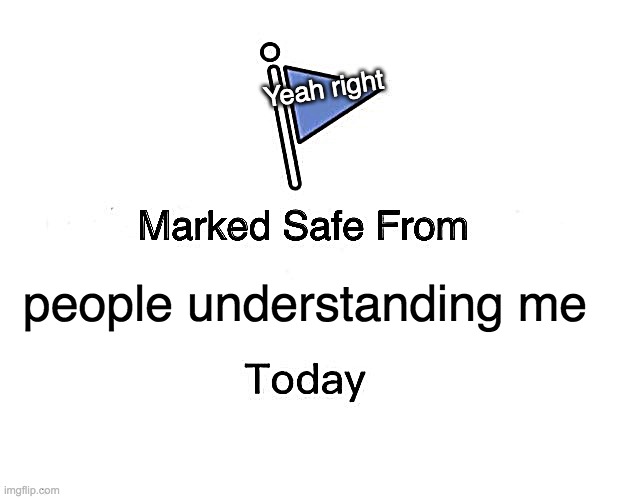 Marked Safe From | Yeah right; people understanding me | image tagged in memes,marked safe from | made w/ Imgflip meme maker