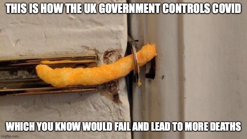 Cheeto Lock | THIS IS HOW THE UK GOVERNMENT CONTROLS COVID; WHICH YOU KNOW WOULD FAIL AND LEAD TO MORE DEATHS | image tagged in politics,memes,covid-19 | made w/ Imgflip meme maker