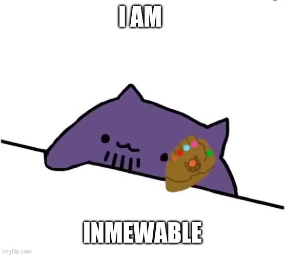 thanos cat | I AM INMEWABLE | image tagged in thanos cat | made w/ Imgflip meme maker