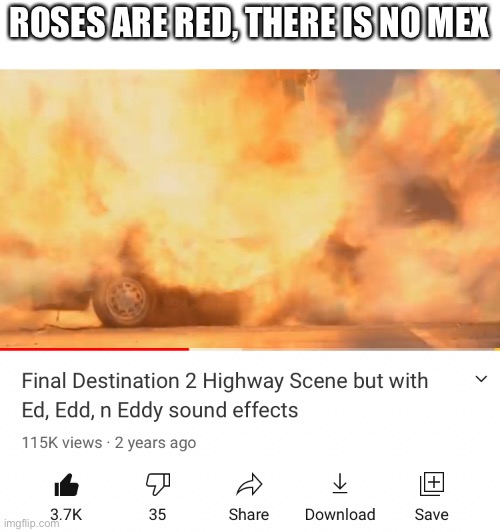 “I ain’t touching that.” | ROSES ARE RED, THERE IS NO MEX | image tagged in ed edd n eddy,final destination,with ed edd n eddy sound effects,roses are red,memes | made w/ Imgflip meme maker