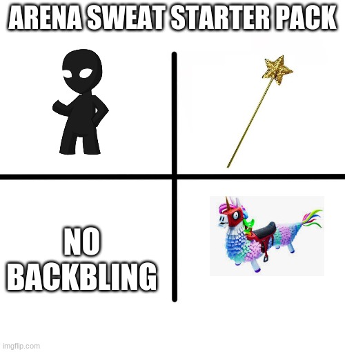 idk | ARENA SWEAT STARTER PACK; NO BACKBLING | image tagged in memes,blank starter pack | made w/ Imgflip meme maker