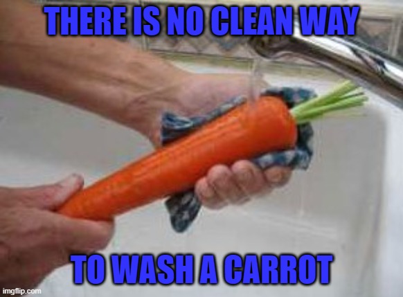 The more you wash the dirtier it feels... | THERE IS NO CLEAN WAY; TO WASH A CARROT | image tagged in washing a carrot,memes,carrots,funny,food | made w/ Imgflip meme maker