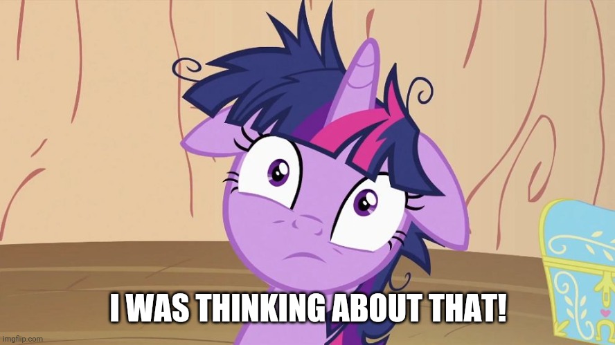 Messy Twilight Sparkle | I WAS THINKING ABOUT THAT! | image tagged in messy twilight sparkle | made w/ Imgflip meme maker